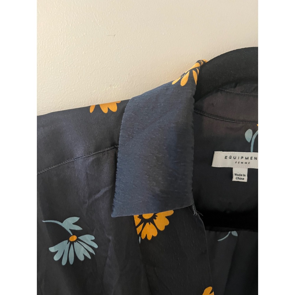 Equipment Femme Vivienne Silk Midi Dress Smokey Blue Floral Daisy size 6 - Picture 8 of 15